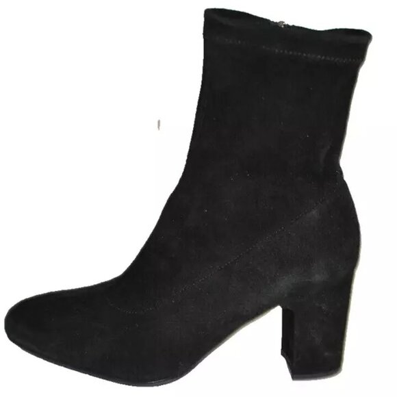 New! AQUATALIA Briana Stretch Suede Sock Booties Black Size DD433
